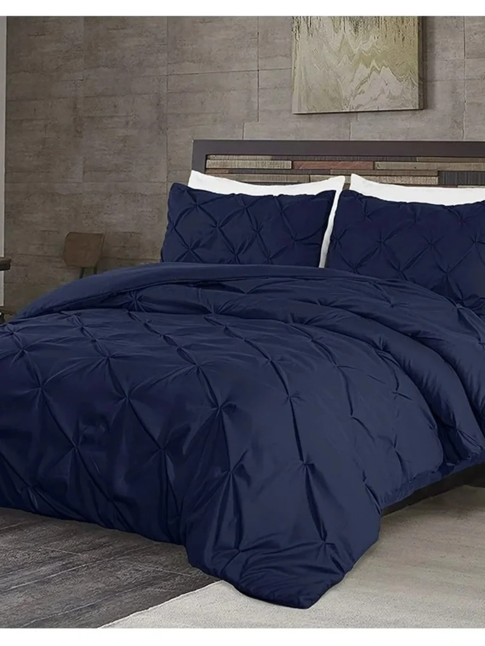 Navy Pinch-Pleat 3 piece king Comforter Set